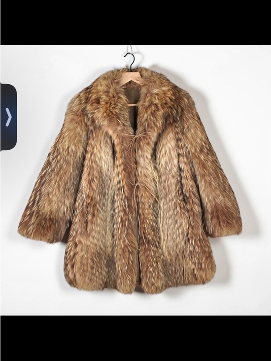 Jackets & Blazers - Vintage Japanese Raccoon Fur Coat Jacket Womens Size M Brown Striped Tanuki 80s